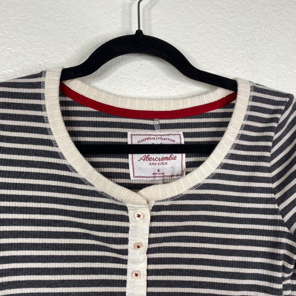 Abercrombie Fitch Sleepwear Collection Pajama Set Henley Ribbed Striped Size S - Picture 3 of 16